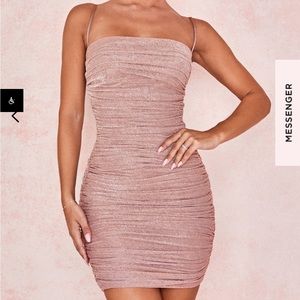 HOUSE OF CB pale pink sparkly bodycon mini dress